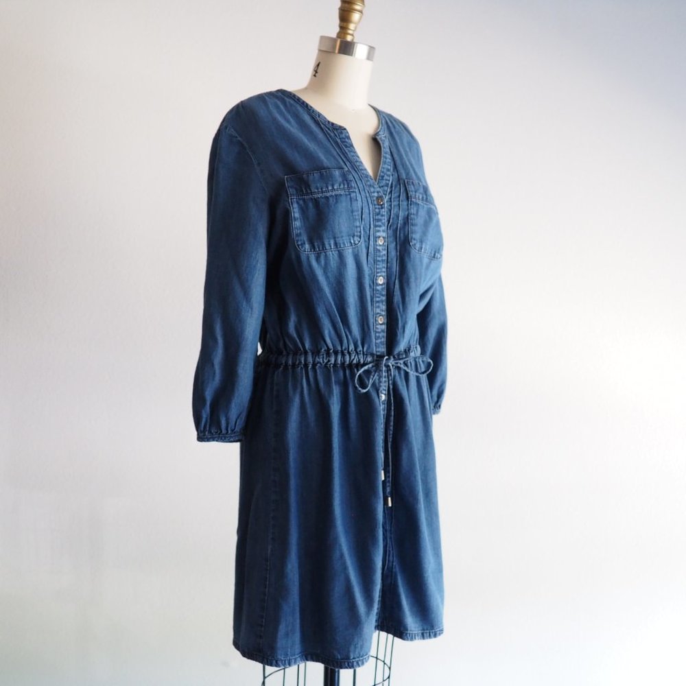 Calvin Klein Jeans Long Sleeve Chambray Dress - Picture 3 of 7